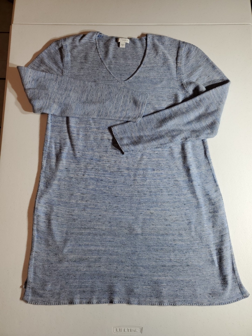 Purejill Med Coastal Beach Water Blue Tight Knit Tunic Top